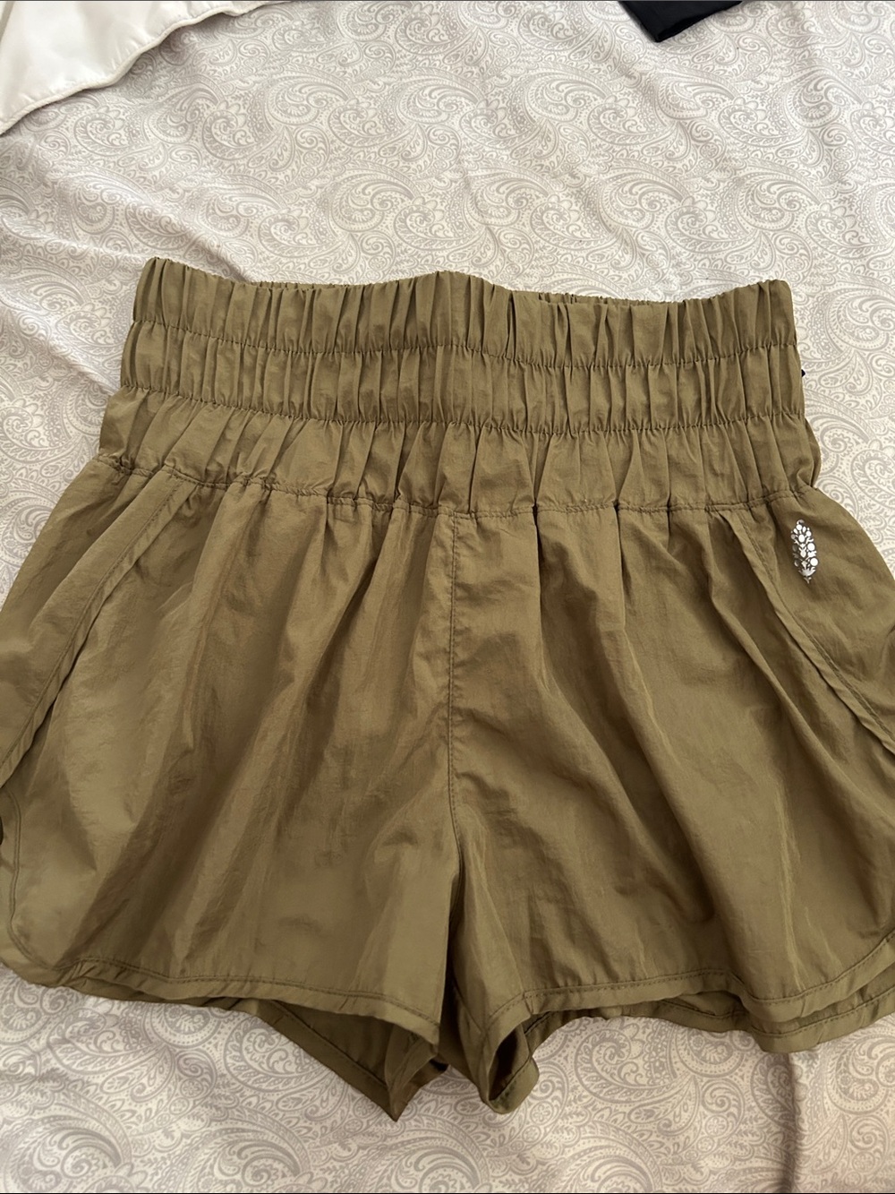 Free People Olive High-Waist Elastic Waistband Women's Shorts